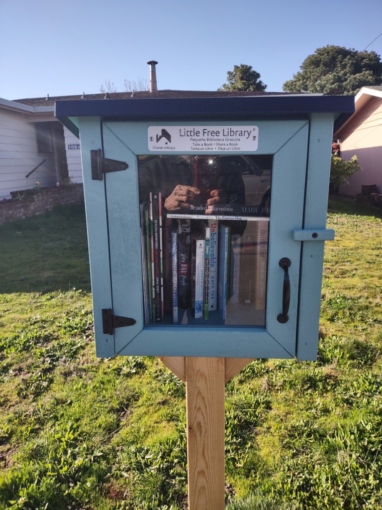 Tiny free library on Chestnut Street, Fort Bragg (Pomo Bluffs in the Braided Dimensions Series) 