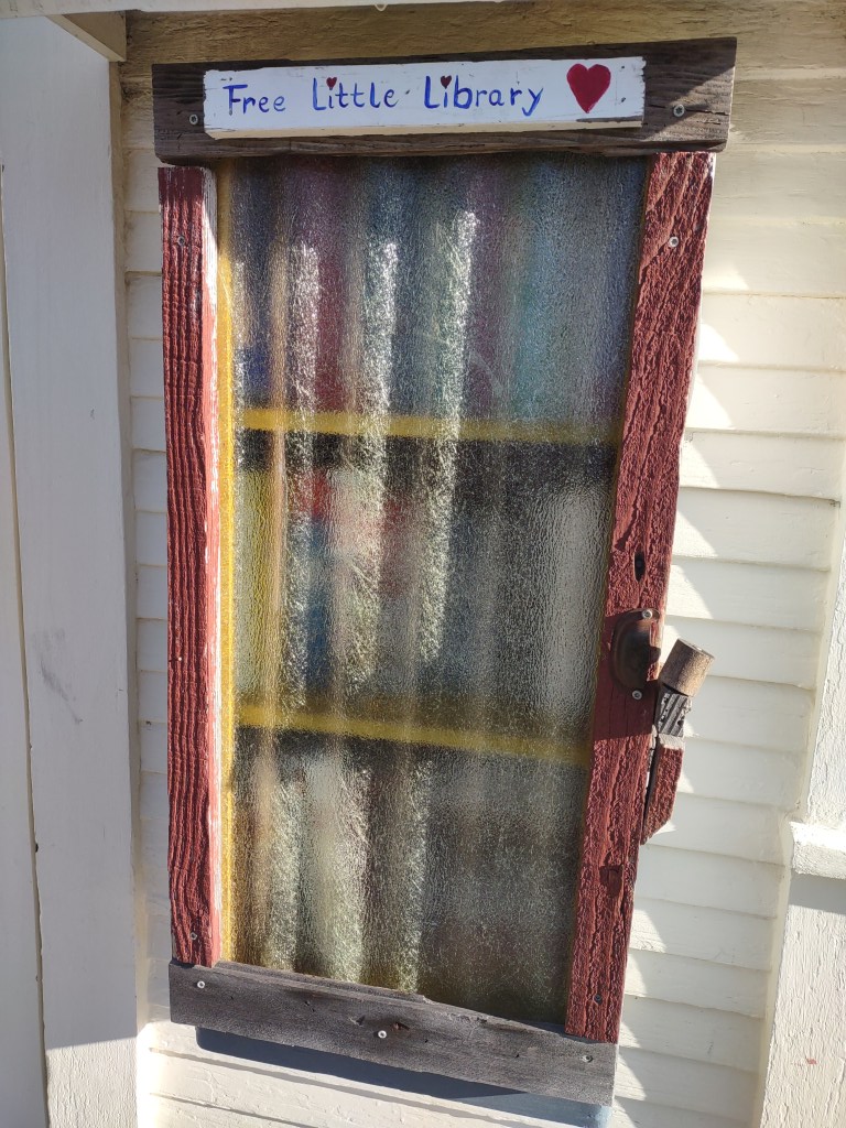 Tiny free library on Redwood Street, Fort Bragg (Pomo Bluffs in the Braided Dimensions Series) 