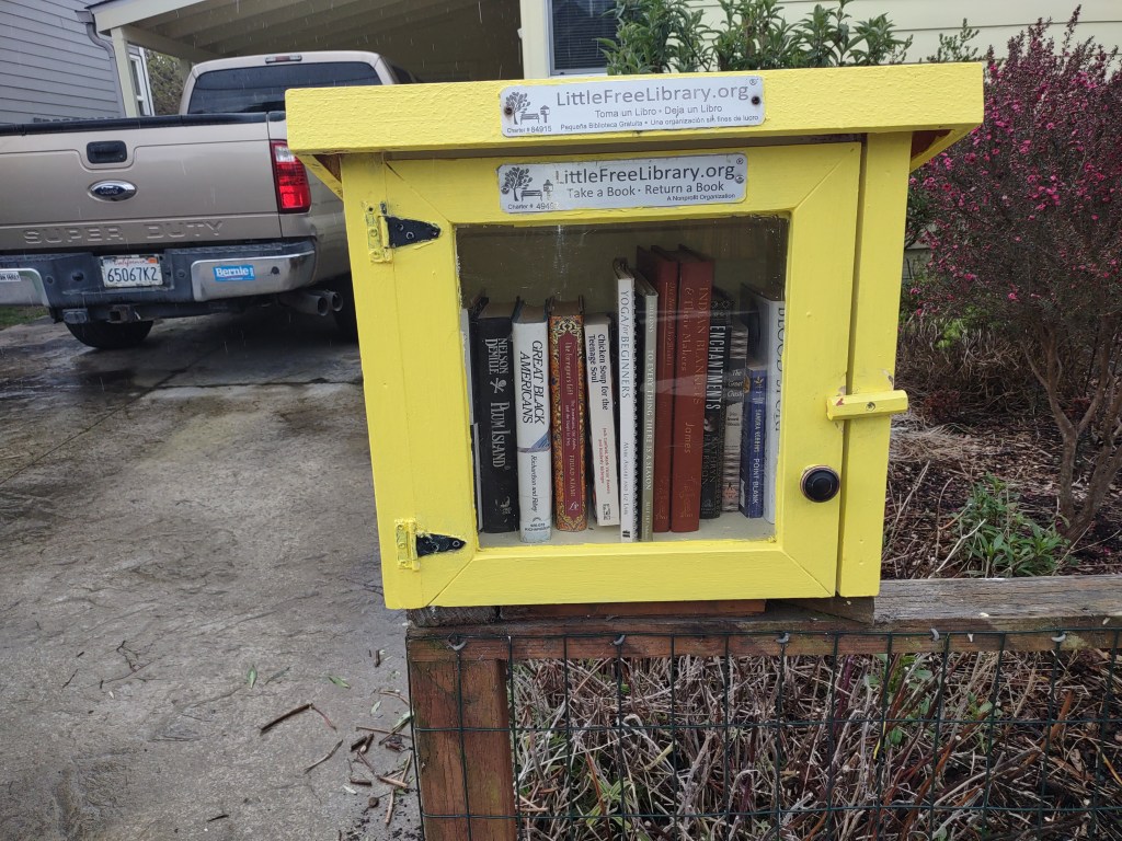 Tiny free library on Cedar Street, Fort Bragg (Pomo Bluffs in the Braided Dimensions Series) 